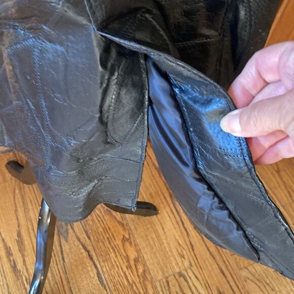 Wilda New York USA Genuine Black Leather Fully Lined Coat Women’s Size Large New - Picture 6 of 15